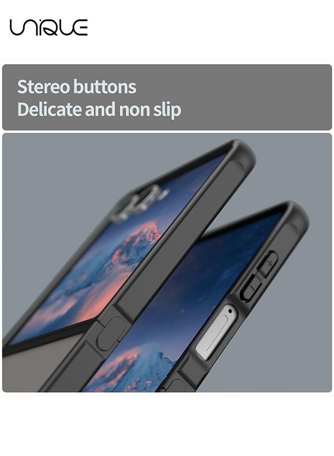 Unique Compatible with Samsung Galaxy Z Flip 7 Case - Translucent Frosted Phone Case - PC Durable Phone Protector - TPU Shockproof Protective Case - Black - Image 3